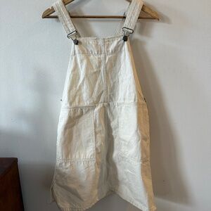 Zara white denim jeans overall mini-dress, S